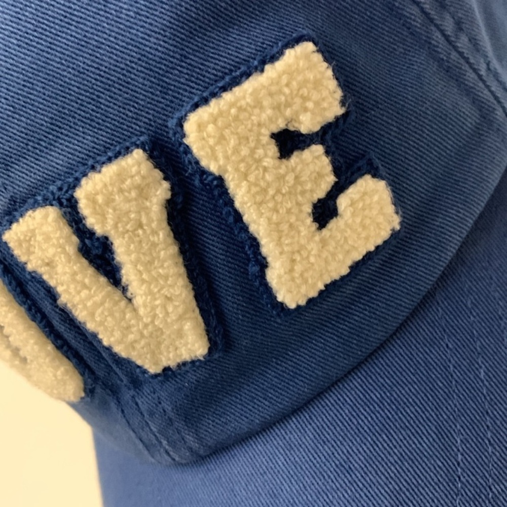 Tory Burch Sport LOVE Cap Baller Hat in Blue with white chenille letters - Picture 9 of 15